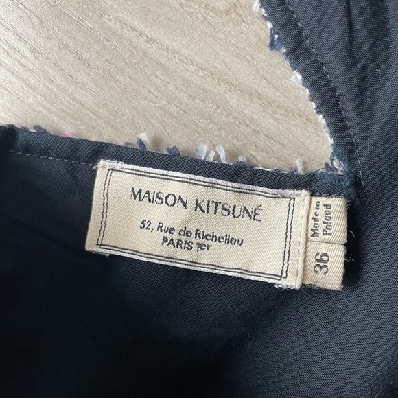Maison Kitsune Tweed Shift Dress, sleeveless, boucle navy, white and pink, FR 36 - Picture 5 of 13